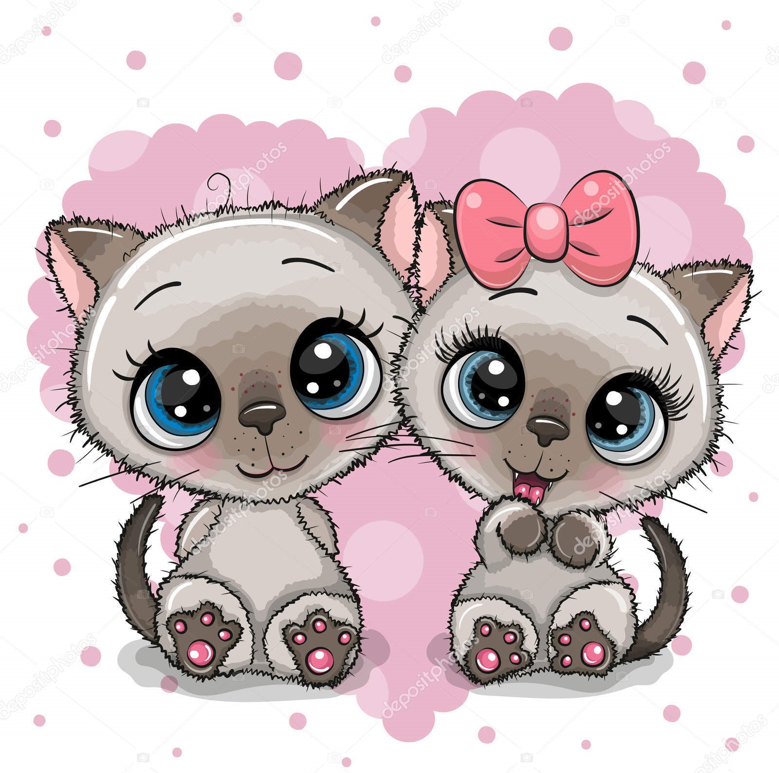 depositphotos 247750100 stock illustration two cute kittens on a